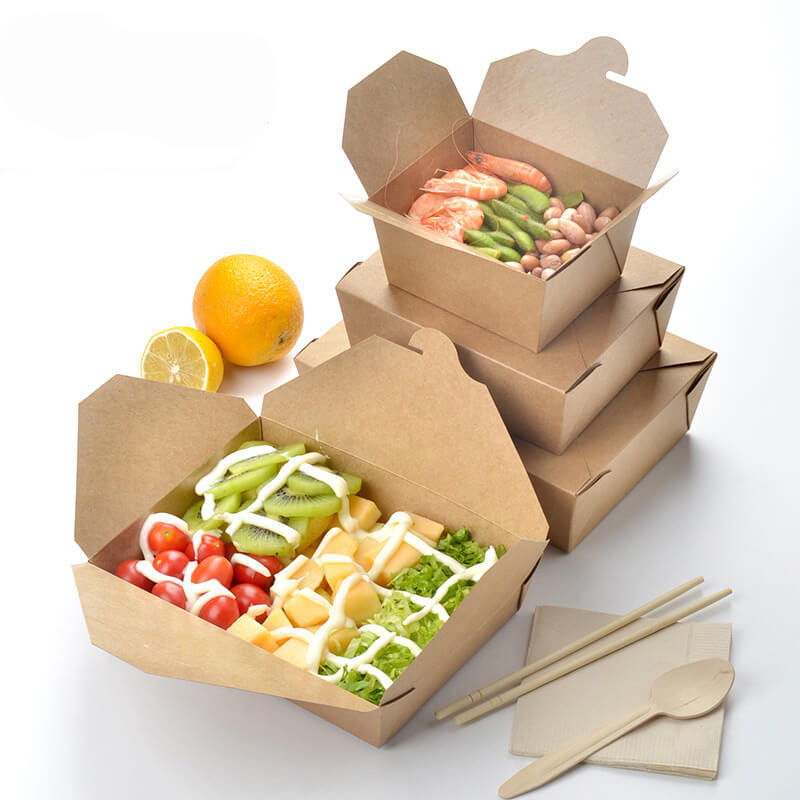 Bo?te à lunch en papier jetable emballage nouilles avec logo imprimé Wake Away